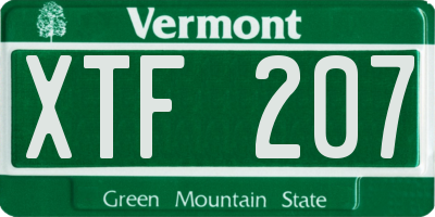 VT license plate XTF207