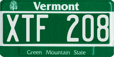 VT license plate XTF208
