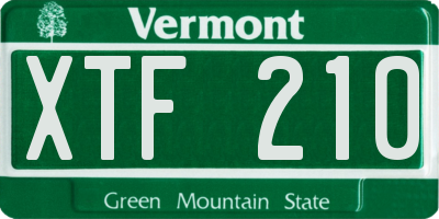 VT license plate XTF210