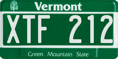 VT license plate XTF212