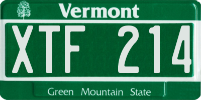 VT license plate XTF214