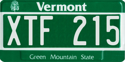 VT license plate XTF215