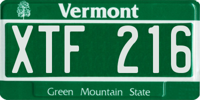 VT license plate XTF216