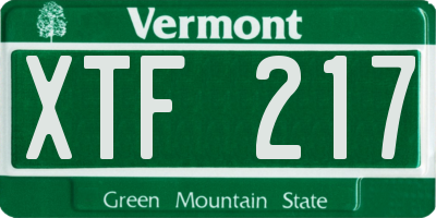 VT license plate XTF217