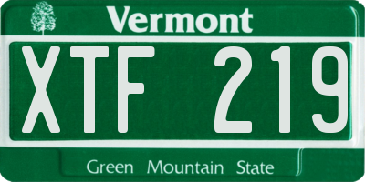 VT license plate XTF219