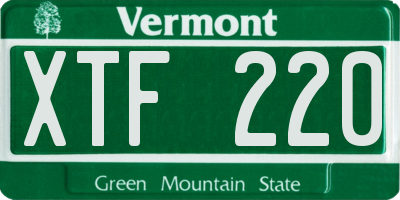 VT license plate XTF220