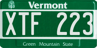 VT license plate XTF223