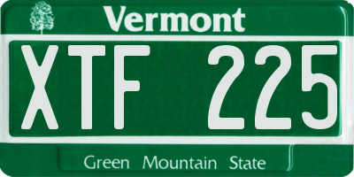 VT license plate XTF225