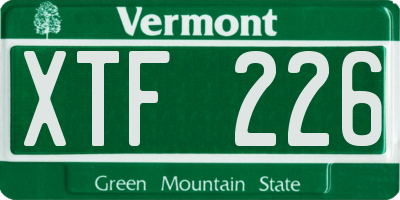 VT license plate XTF226