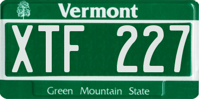 VT license plate XTF227