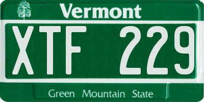 VT license plate XTF229