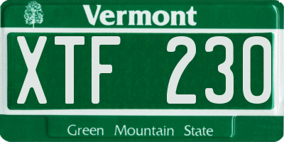 VT license plate XTF230