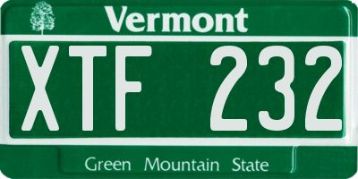 VT license plate XTF232
