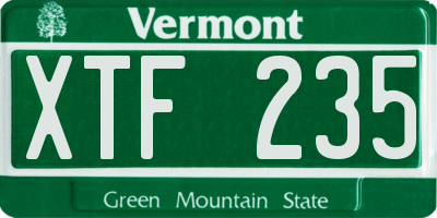 VT license plate XTF235