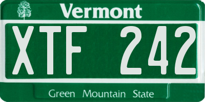 VT license plate XTF242