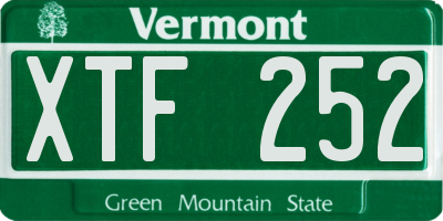 VT license plate XTF252