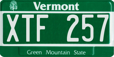 VT license plate XTF257