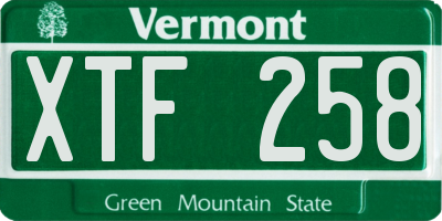 VT license plate XTF258