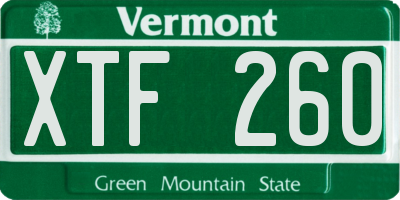 VT license plate XTF260