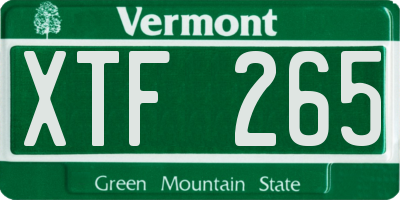 VT license plate XTF265