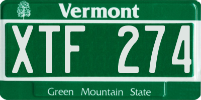 VT license plate XTF274