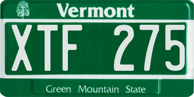 VT license plate XTF275