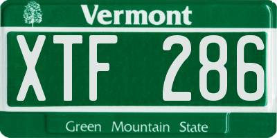 VT license plate XTF286