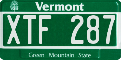 VT license plate XTF287