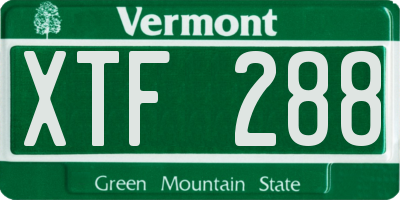 VT license plate XTF288