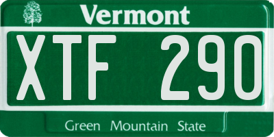 VT license plate XTF290