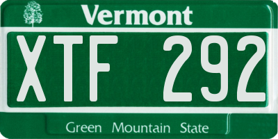 VT license plate XTF292