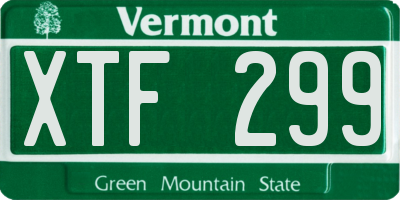 VT license plate XTF299