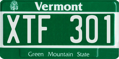 VT license plate XTF301