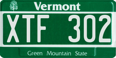 VT license plate XTF302