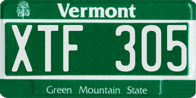 VT license plate XTF305