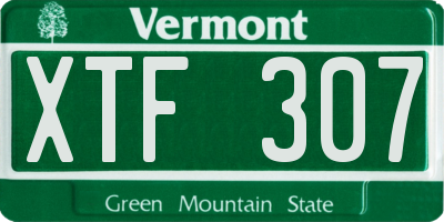 VT license plate XTF307
