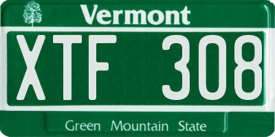 VT license plate XTF308