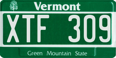 VT license plate XTF309