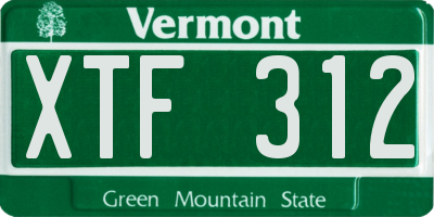 VT license plate XTF312