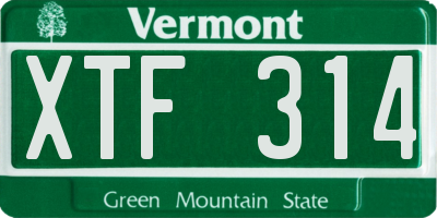 VT license plate XTF314