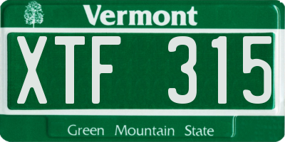 VT license plate XTF315