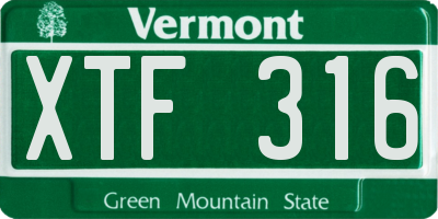 VT license plate XTF316