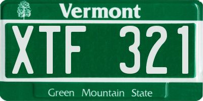 VT license plate XTF321