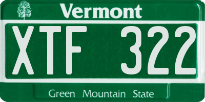 VT license plate XTF322