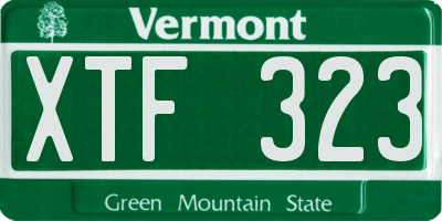 VT license plate XTF323