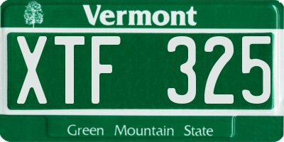 VT license plate XTF325
