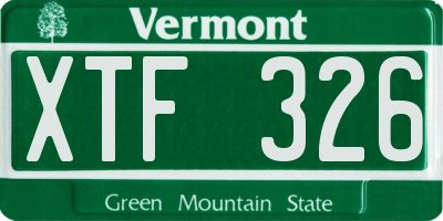VT license plate XTF326