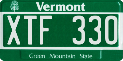 VT license plate XTF330