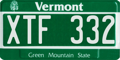 VT license plate XTF332