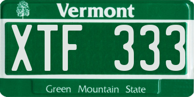 VT license plate XTF333